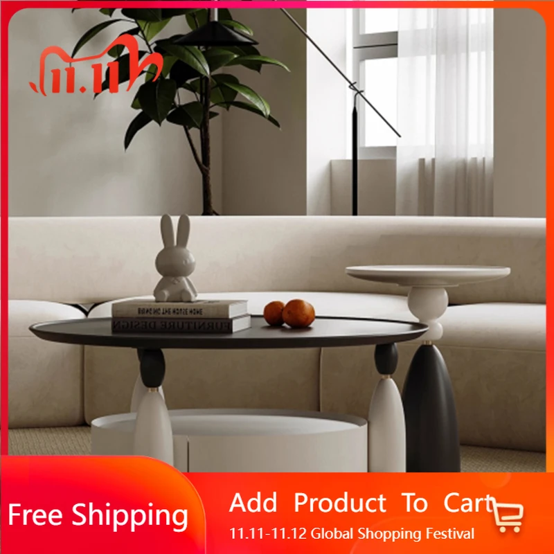 

Modern Designer Coffee Table Round Aesthetic Simple Living Room Side Table Unique Space Saving Mesa Auxiliar Home Furniture