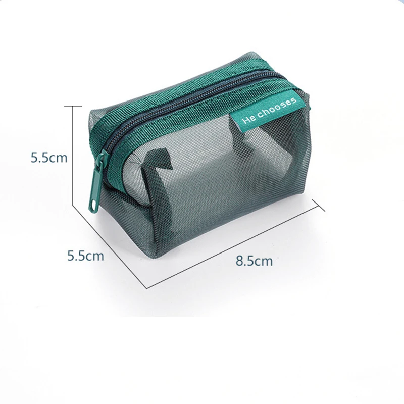 Мини-прозрачные нейлоновые сетчатые косметички, милые женские маленькие косметички для губной помады, портативный чехол-органайзер для наушников с линией передачи данных