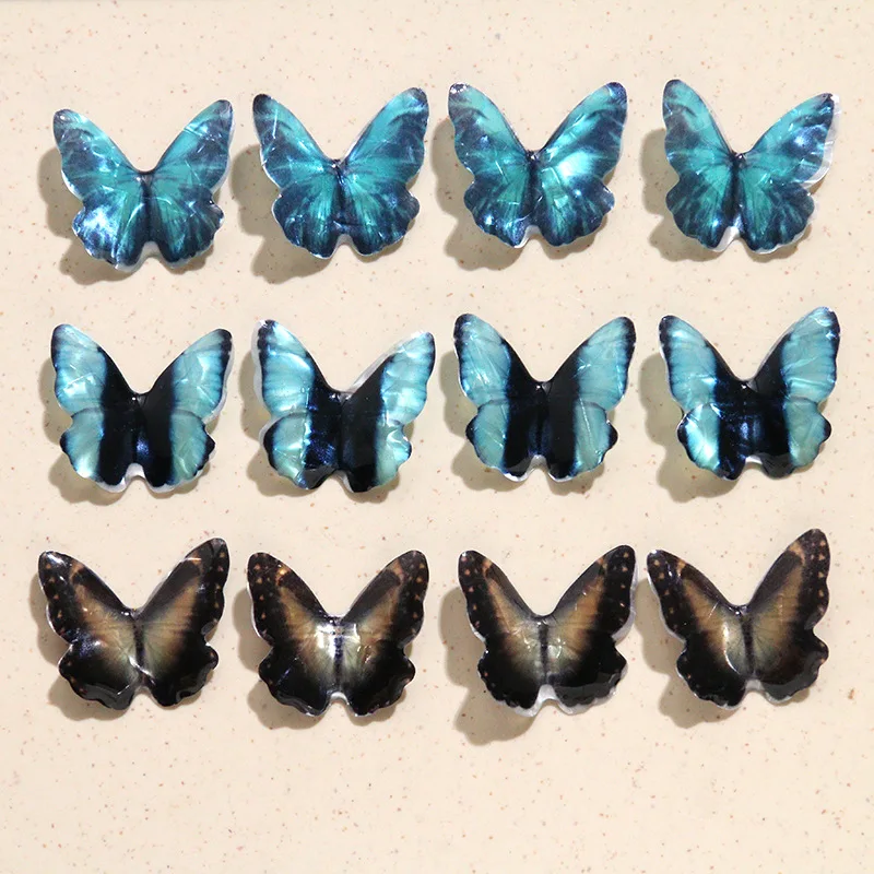 French Retro Mini 3D Flying Resin Butterfly Charms, Stereo Butterfly DIY Accessories for Earrings Pendants Handmade Jewelry