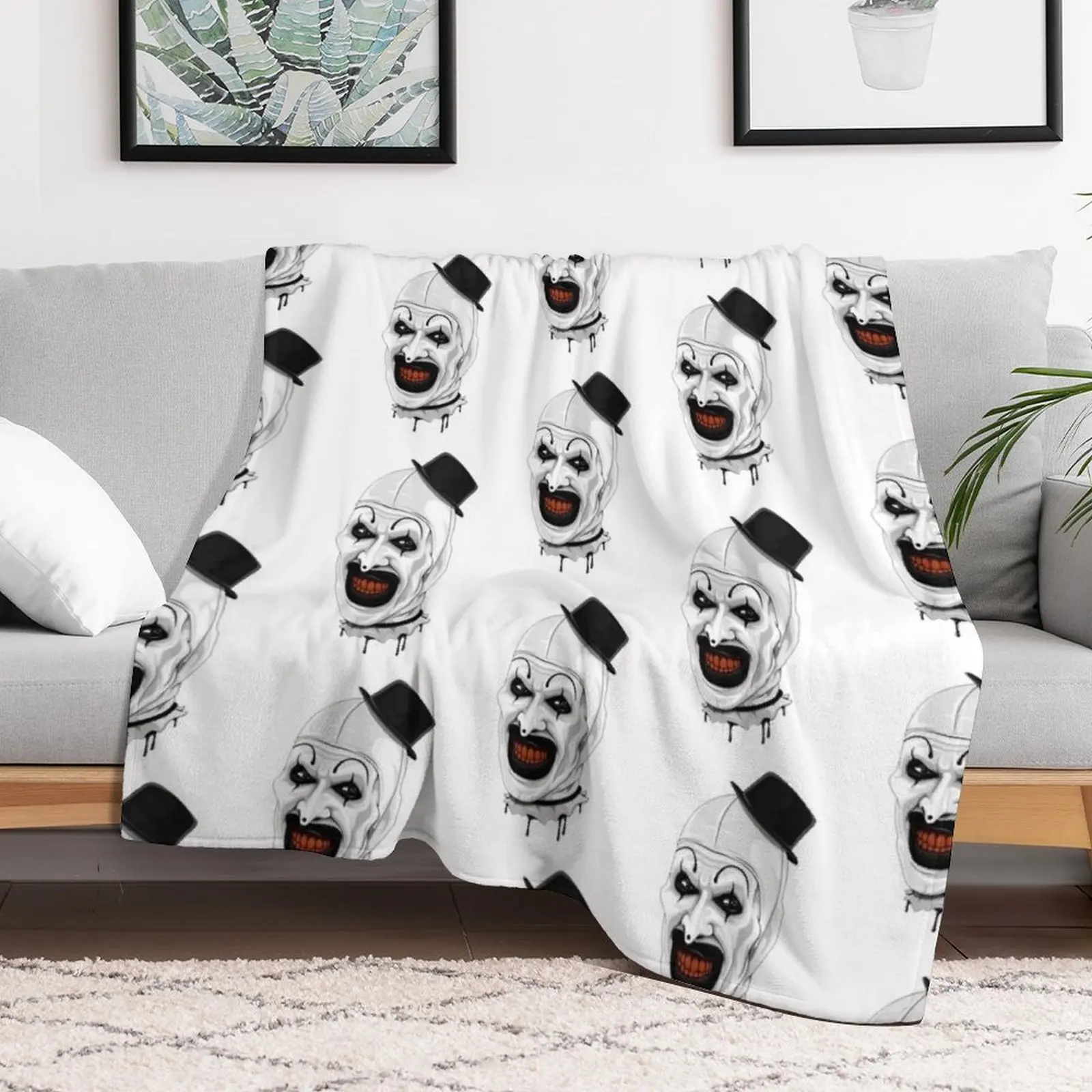 Art the Clown terrifier movie halloween Throw Blanket Soft Plush Blanket as Housewarming Gift