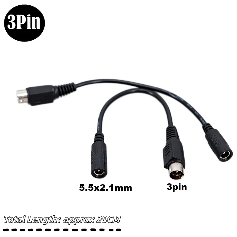 DC Power Supply Adapter Connector Cable 5.5 x 2.1mm Female to 3 Pin Male Cable Lead For Barcode Printer DVD LCD TV PC