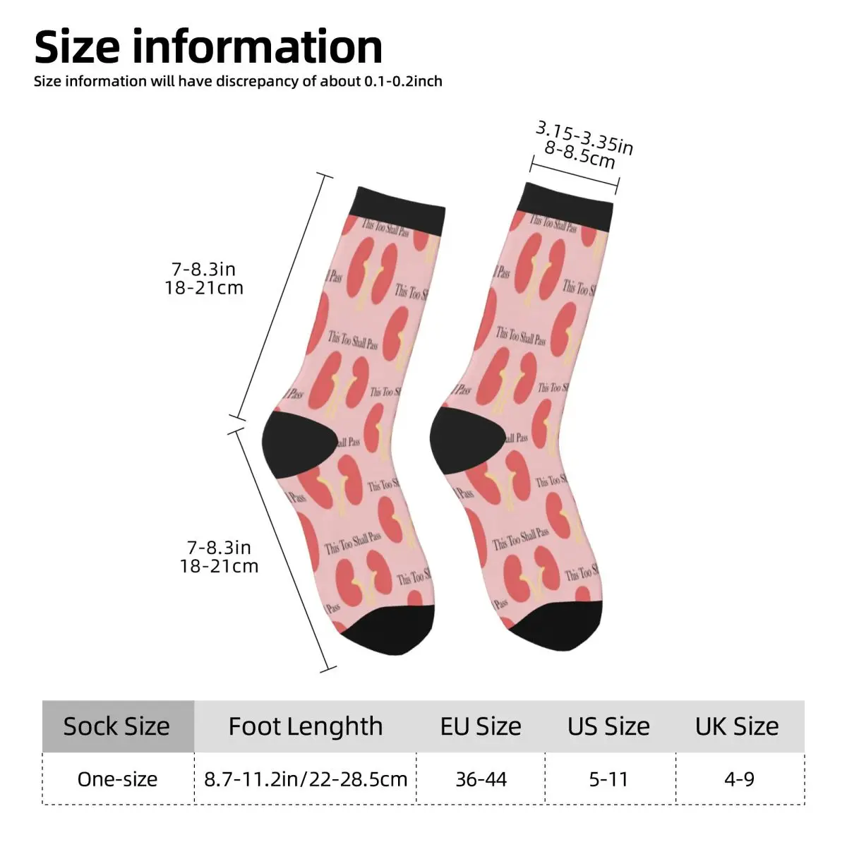 Nephrology Joke - This Too Shall Pass A Pair Of Adult Medium Socks For Men Women