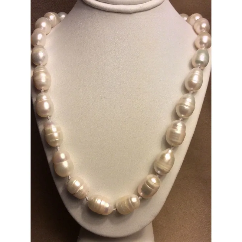 Beautiful 10-12mm Natural South Sea White Baroque Pearl Necklace Exquisite and Sophisticated Women's Necklace 18 Inches -