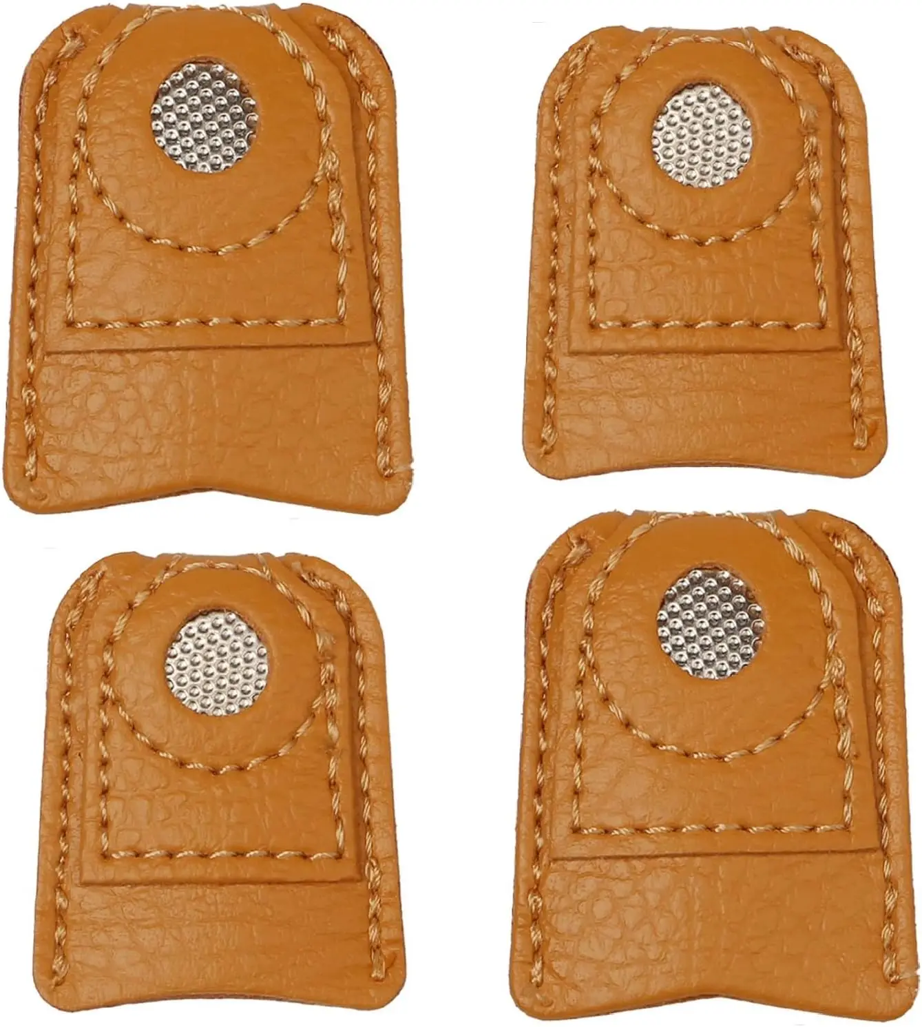 2pcs Leather Thimbles Finger Protectors for Hand Sewing,  2 Sizes | Quilting Knitting Needlework Use, Soft Cowhide, Coin Shape