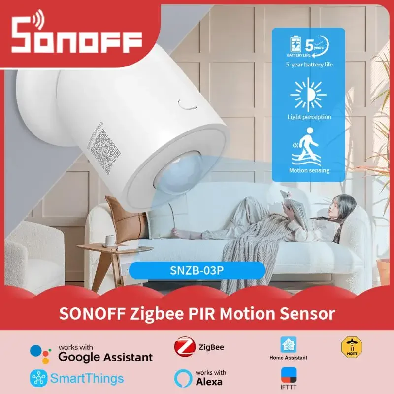 

SONOFF SNZB-03P Zigbee Датчик движения Умный детектор движения 5-секундное быстрое обнаружение Умная сцена Alexa Google Home Assistant Mqtt