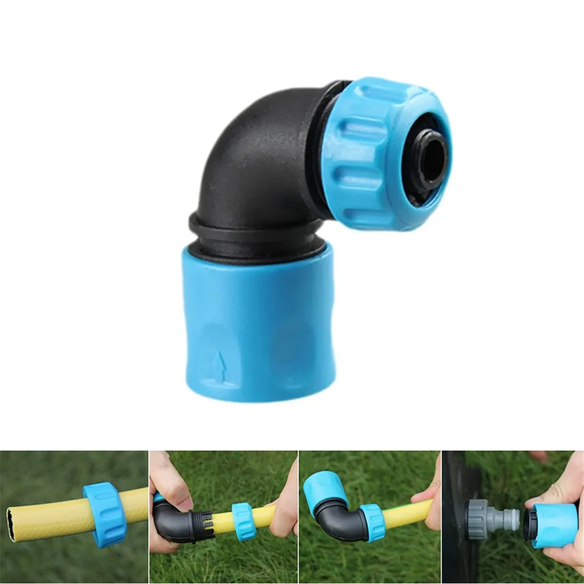 A79I 90 Degree Elbow Quick Connector 16mm ABS Garden Irrigation Car Wash Hose Quick Connect Faucet Connector