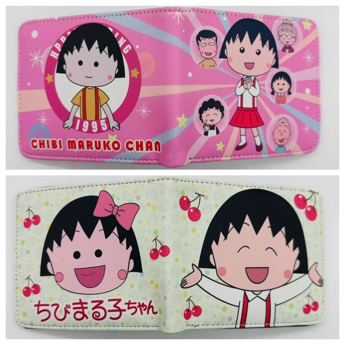 Chibi Maruko-chan 애니메이션 지갑 만화 어린이 소년 소녀 학생을위한 선물 가로 스타일 깜짝 PU 가죽 WCallet 카드 케이스
