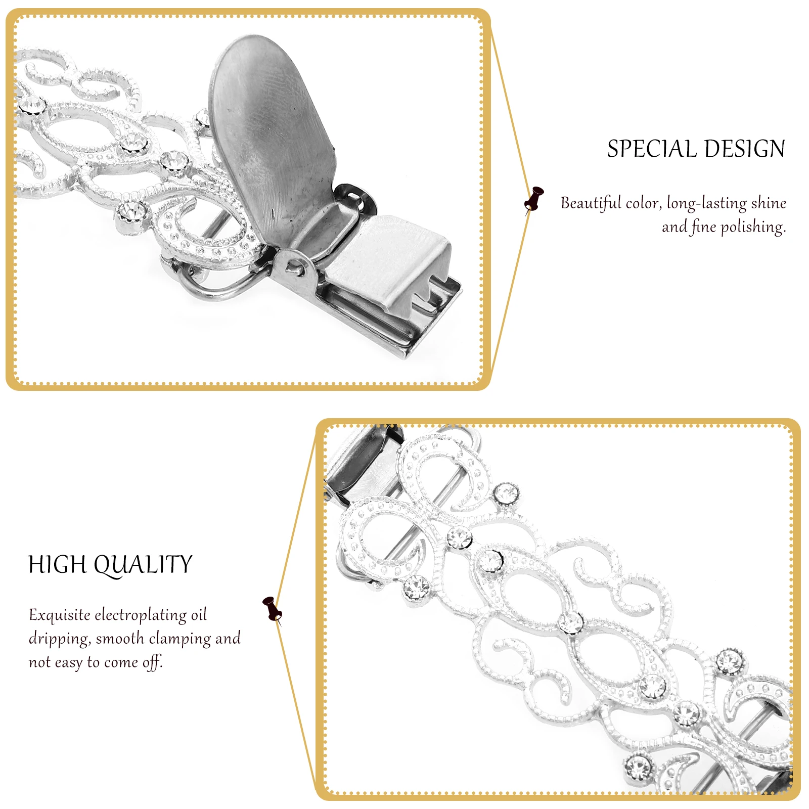 3 قطعة إكسسوارات اللباس حجر الراين سبيكة شال كليب للنساء غرامة براعة طويلة الأمد تألق الملابس الديكور كليب