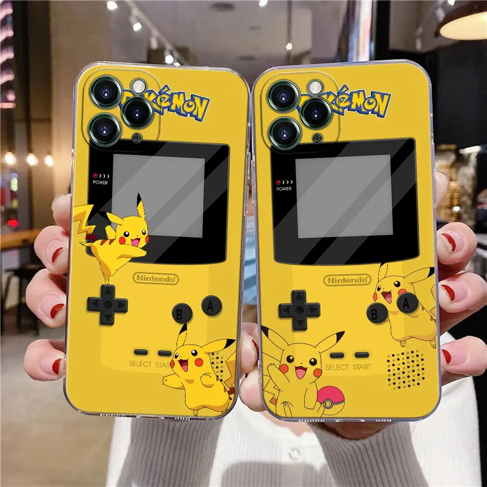 Vintage GAMES-BOY Pikachu Clear Case For iPhone 16 15 14 13 12 11 Pro Max Mini Xs XR X 7 8 Plus Pokemon Soft Cover Silicone Case