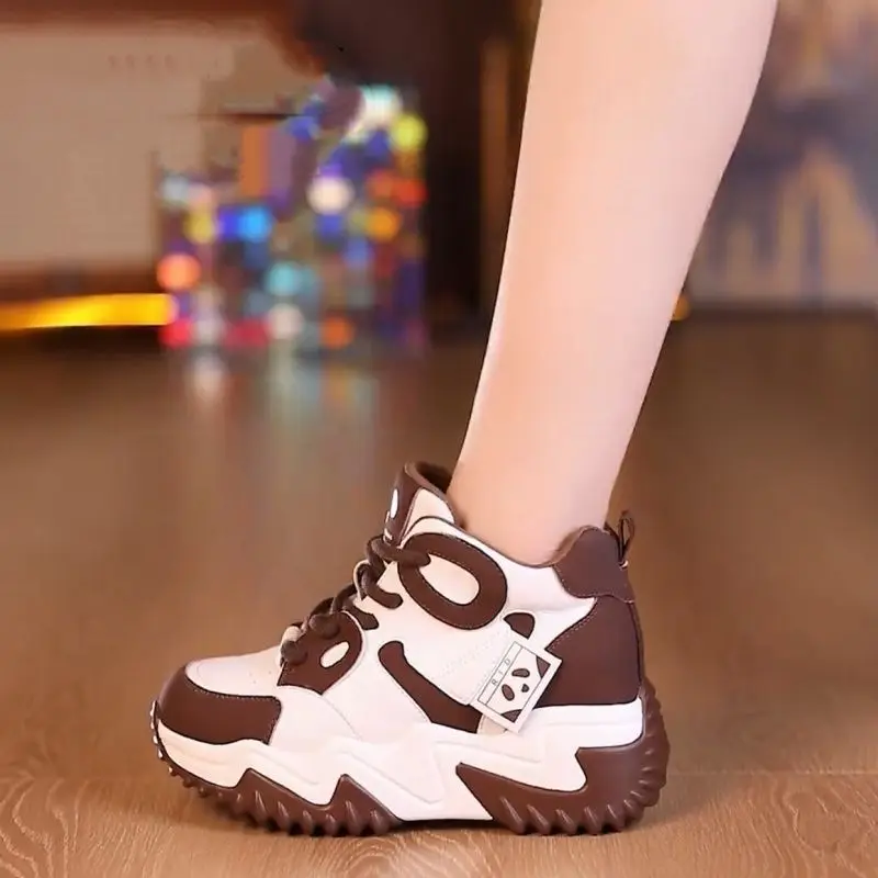 

Spring New Casual High Top Women's Shoes Thick Bottom Ins Dad Shoes Versatile Sponge Cake Sports Board Shoes Trendy