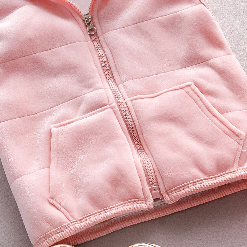 Mädchen Fleece-Weste mit Hirsch-Pom-Pom-Kapuze + 3D-Rentier-Oberteil & Hose 3-teiliges Set Kinder Warmes Winter-Outfit 80-120 – Detail 4