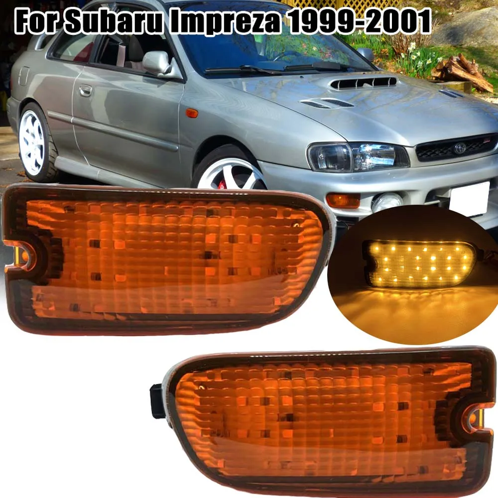 Car Front LED Turn Signal Indicator Lights Fit for Subaru Impreza RS Coupe 1999 2000 2001 Sedan Fender Side Marker Blinker Light