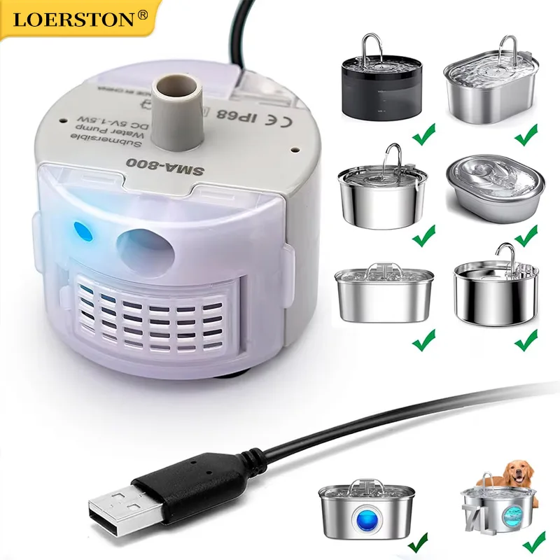 1pc Water Pump For Pet Fountain Stainless Steel Water Feeder Water Pump SMA-800 Ultra-Quiet USB（No Plug Only Water Pump ）