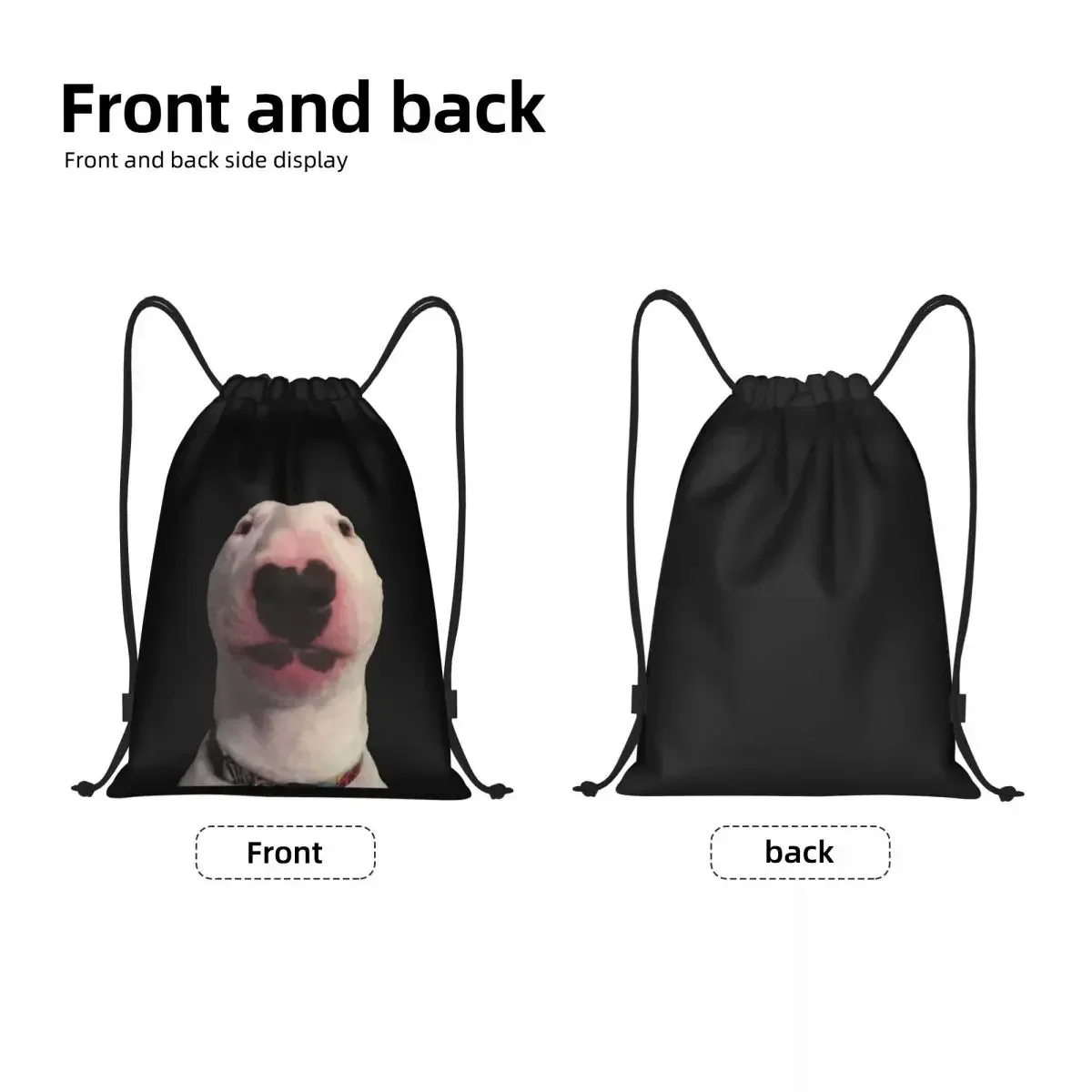 Custom Bull Terrier Dog Funny Meme Drawstring Bags Men Women Lightweight Sports Gym Storage Backpack