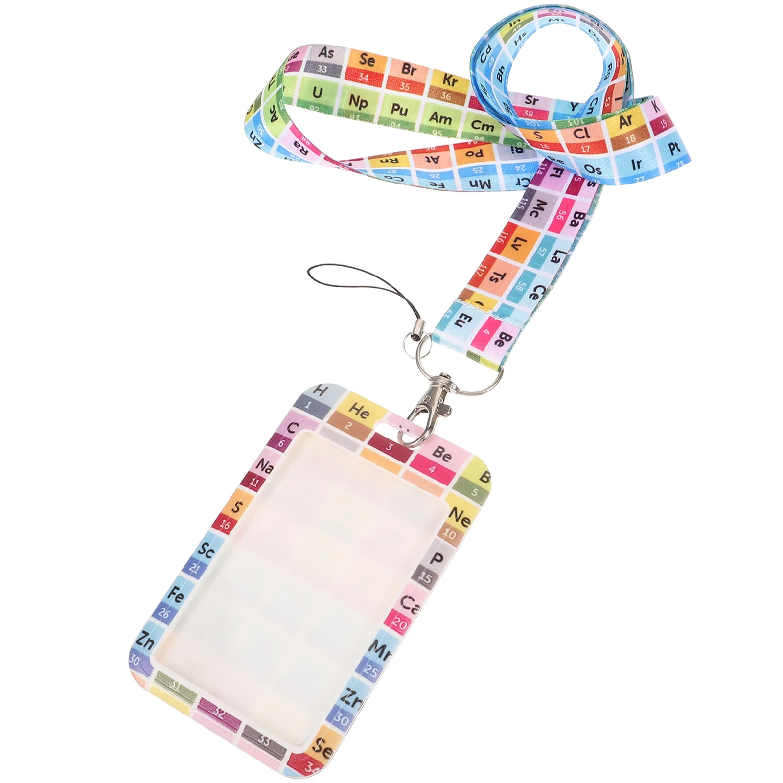 School Id Card Cover Lanyards Badge Sleeve Picture Holder Metal Student Cards Keeper Key Chain