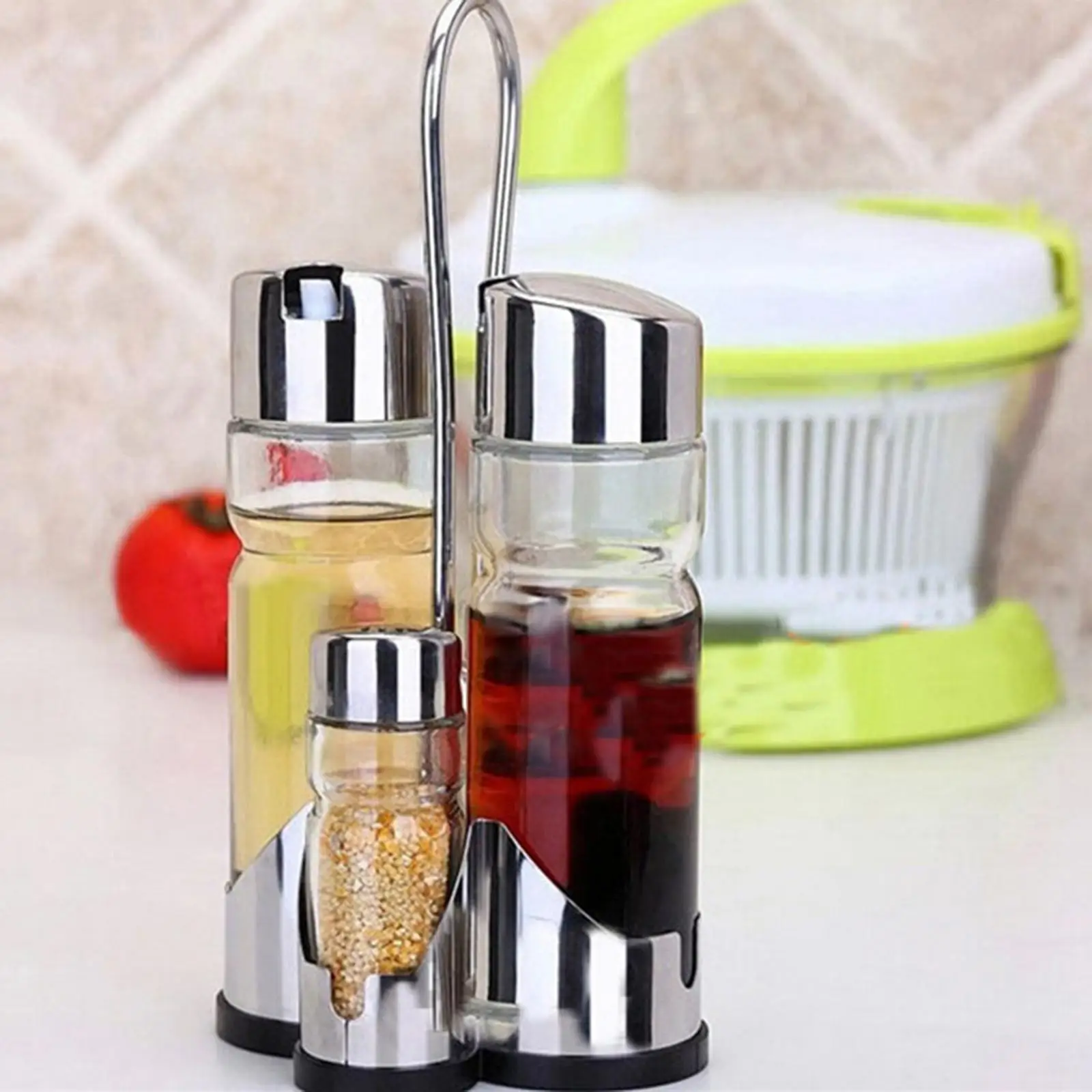 Oil and Vinegar Set Cruet Holder Camping Home Multiuse Pepper BBQ Oil Bottle