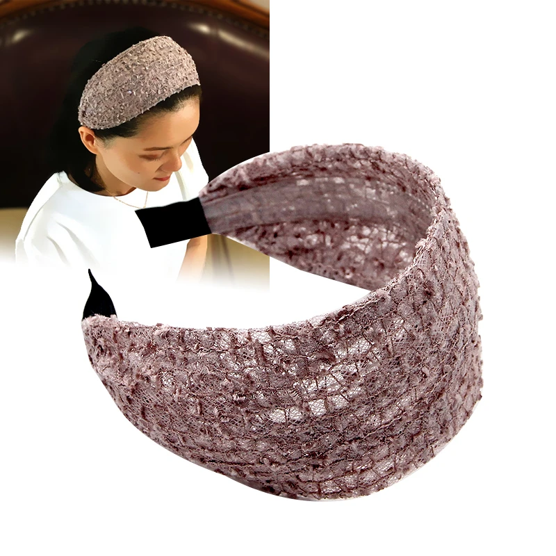 Wide Women Hairband Solid Lace Turban Solid Elastic Hair Bands Hair Accessories Headband for Women Girls Headdress