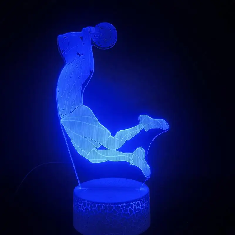 3D Basketball Sports Night Lamp, Nightlight com Controle Remoto, Decoração de Mesa, Presente para Adolescentes, Crianças, Amigos, 7 Cores, 16 Cores