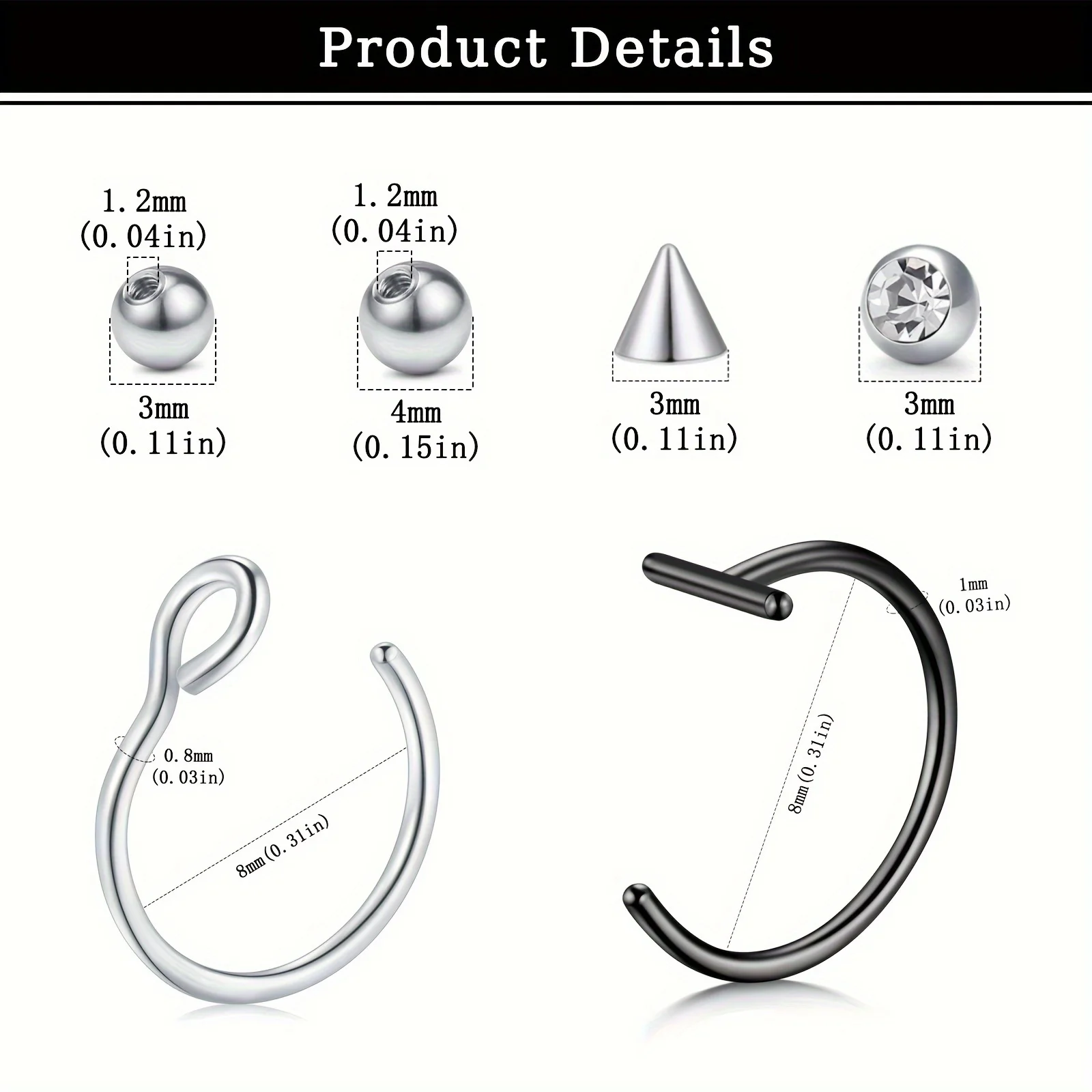 Fake Piercings Fake Lip Ring Fake Nose Ring Hoop Fake Snake Bites Fake Eyebrow Piercing Ear Cuff Clip Fake Nose Ear Lip Studs view 2