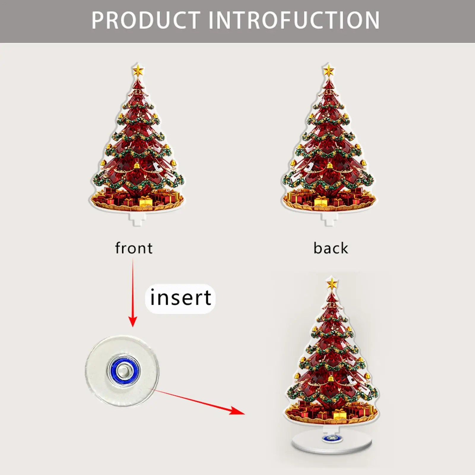 Ferris Wheel Christmas Tree Ornament 2D Acrylic Tabletop Decor for Home Desktop Shelf Living Room TV Cabinet Holiday Decoration