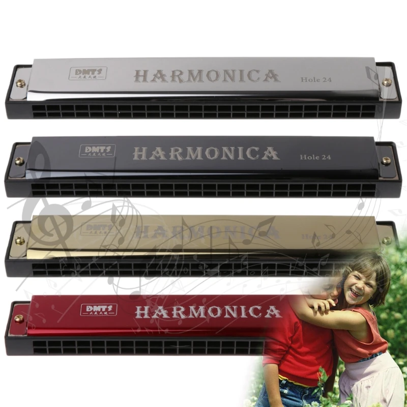 Orgue métallique professionnel à bouche d'harmonica à 24 trous pour débutants