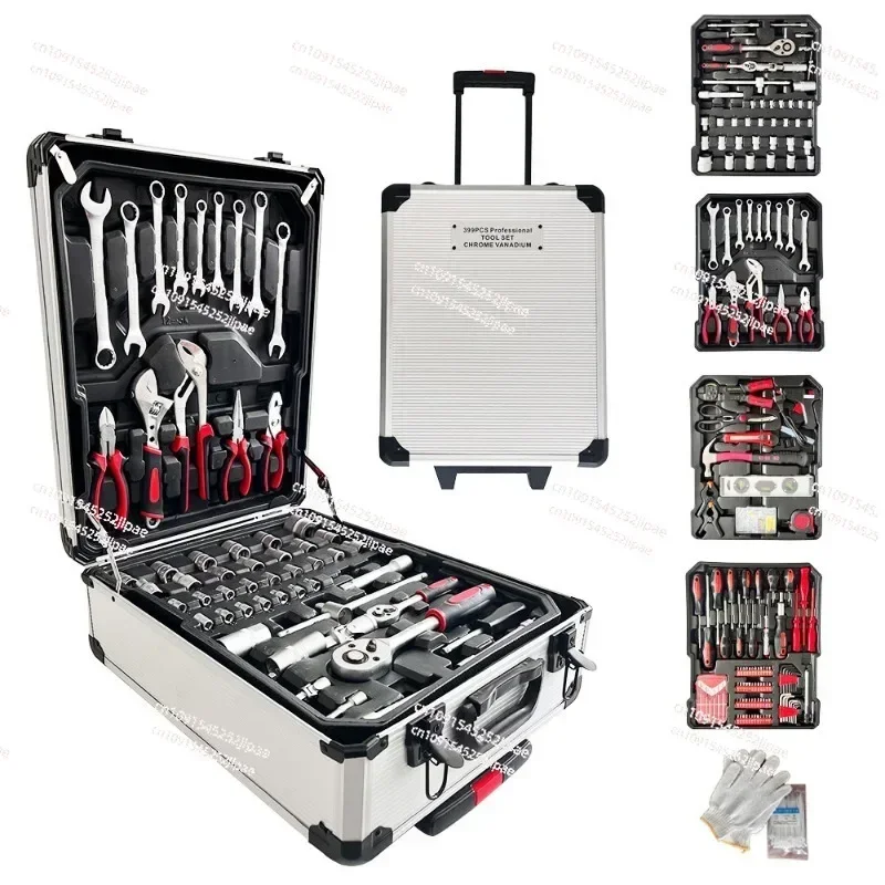 

399 Pieces Sleeve Combination Auto Repair Tool, Household Manual Wrench Set Ratchet Screwdriver Hardware Toolbox