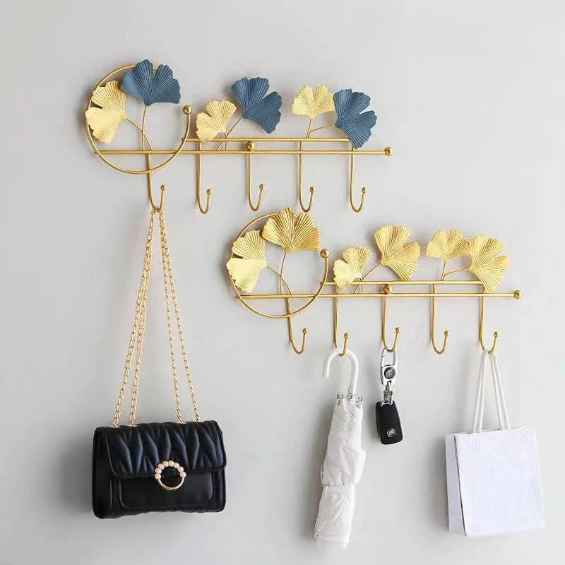 Iron Coat Racks No Drill Luxury Clothes Rack Handmade Baking Paint Entrance Clothes Hangers Indoor Decoration Habiliment Shelf