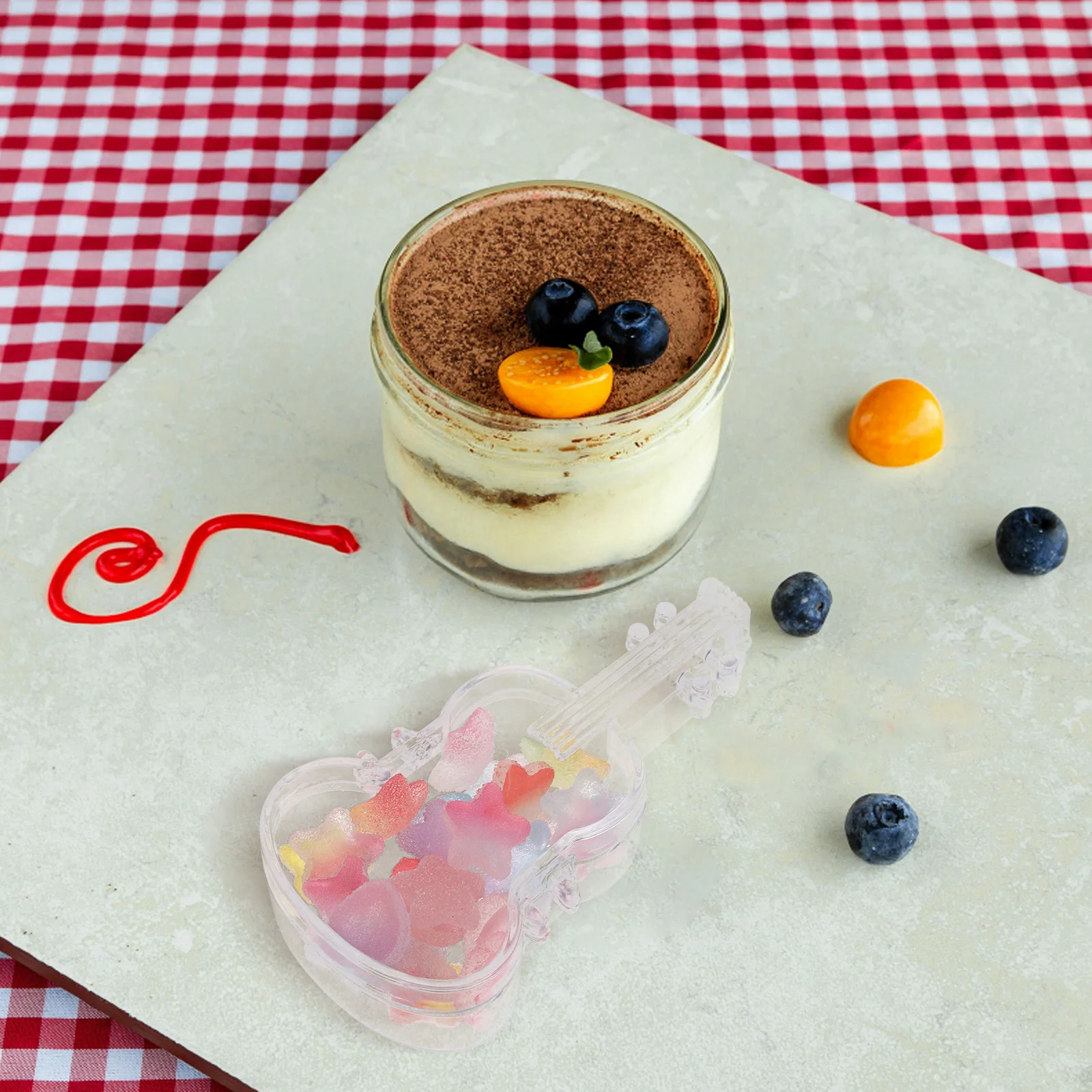 

12Pcs Transparent Plastic Candy Box Violin Shaped Candy Holder Lidded Wedding Party Favor Display Music Instrument Theme