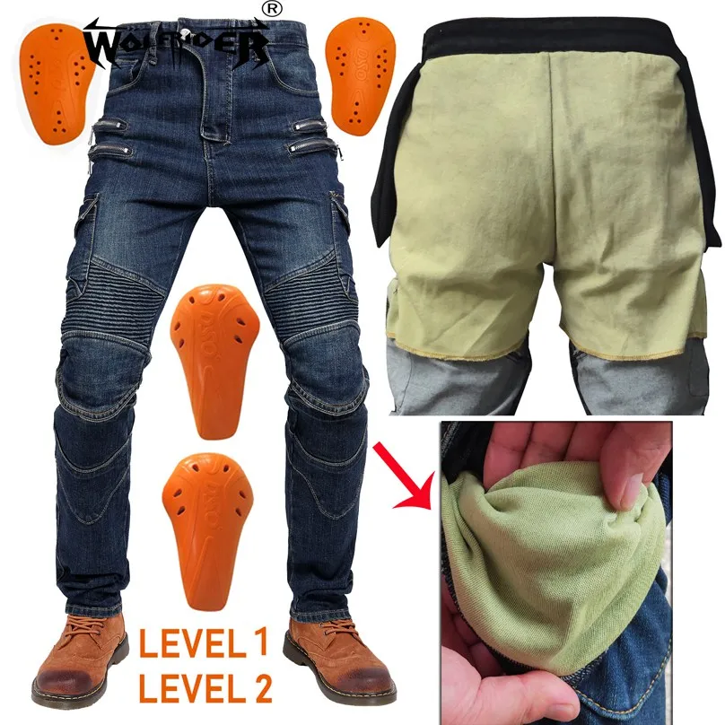 Motorcycle riding jeans Pants spring,autumn Men Moto Protection Racing Sports Aramid Pants WF-07