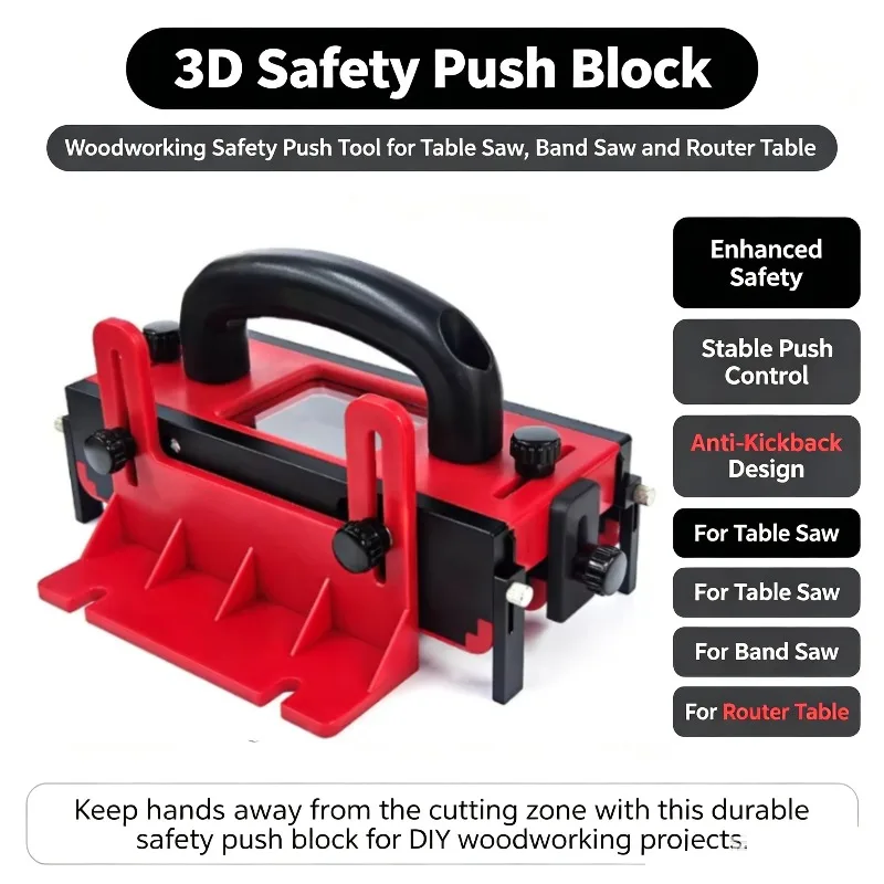 Table Saw Push Safety Pusher Block Woodworking Tool 6 Tail Hook Pusher Safe Stable for Router table Jointer Band Desktop Ejector