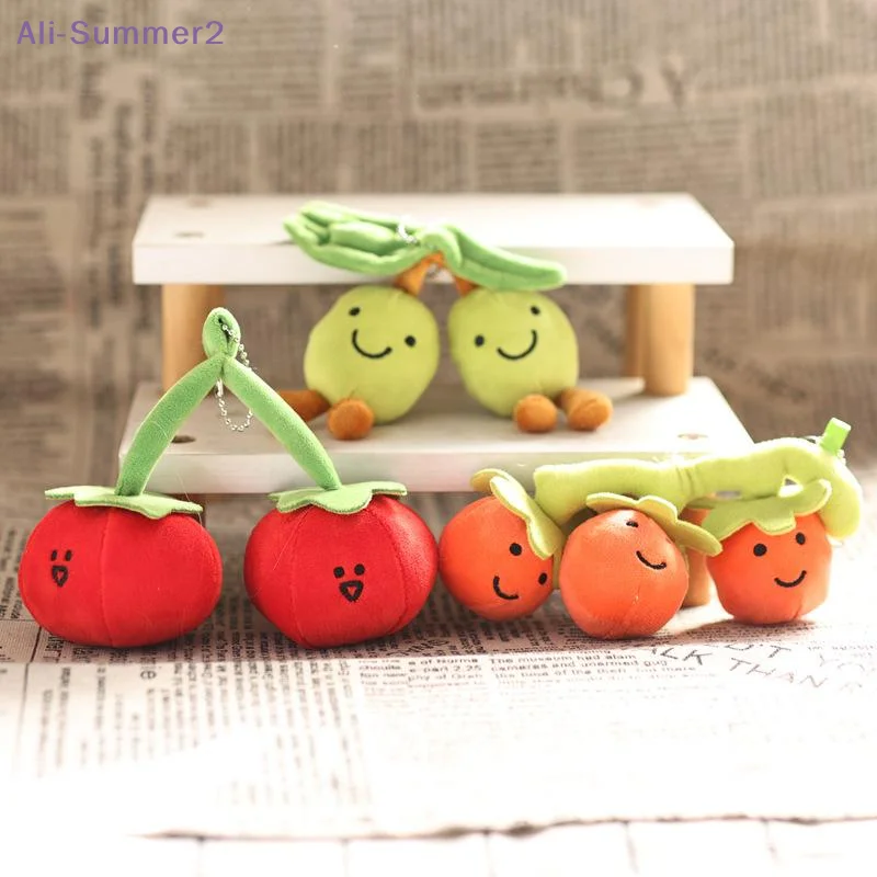 {Summer2} 1 unidad Nuevo Colgante de Peluche de Tomate Oliva Kawaii, Muñeco de Fruta Triple Adorable, Llavero para Bolsa y Decoración para Mochila