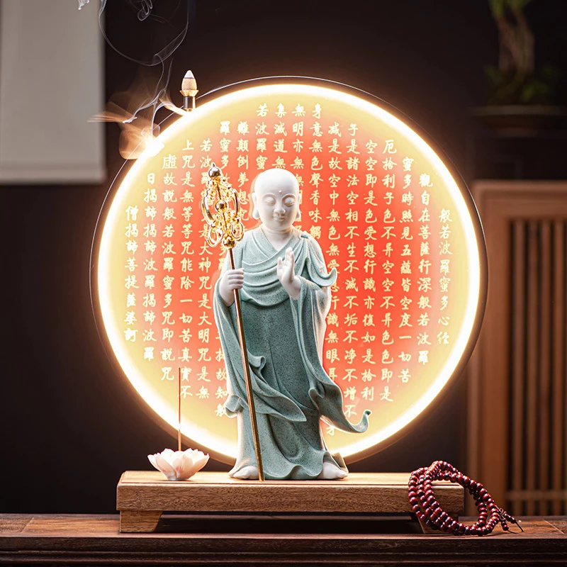 Ceramic Buddha Statue Of Ksitigarbha Bodhisattva For Worship Of Three Saints Of The Western World, Home Decor, Chinese-Style