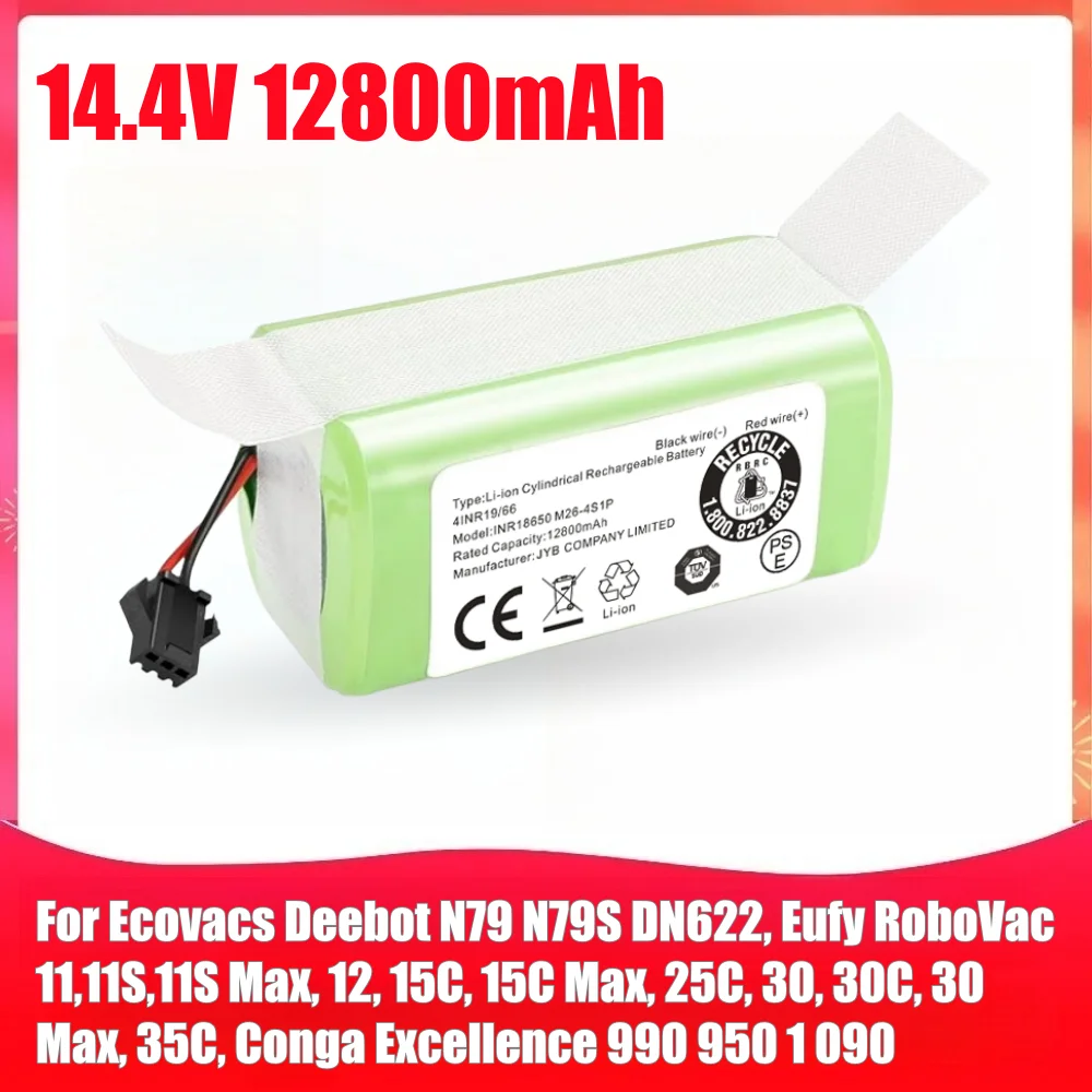 

14.4V 12800mAh Replacement Battery for Ecovacs Deebot N79 N79S Eufy RoboVac 11 11S RoboVac 30 Conga Excellent 990 1090 1790 1990
