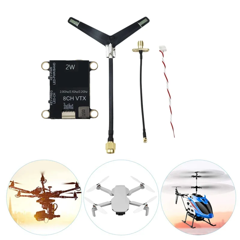 

2.0G 2.1G 2.2G 2W FPV VTX 8CH 2000Mw Video Transmitter Module For RC FPV Fixed Wing Aircraft Long Range Drone-A79U