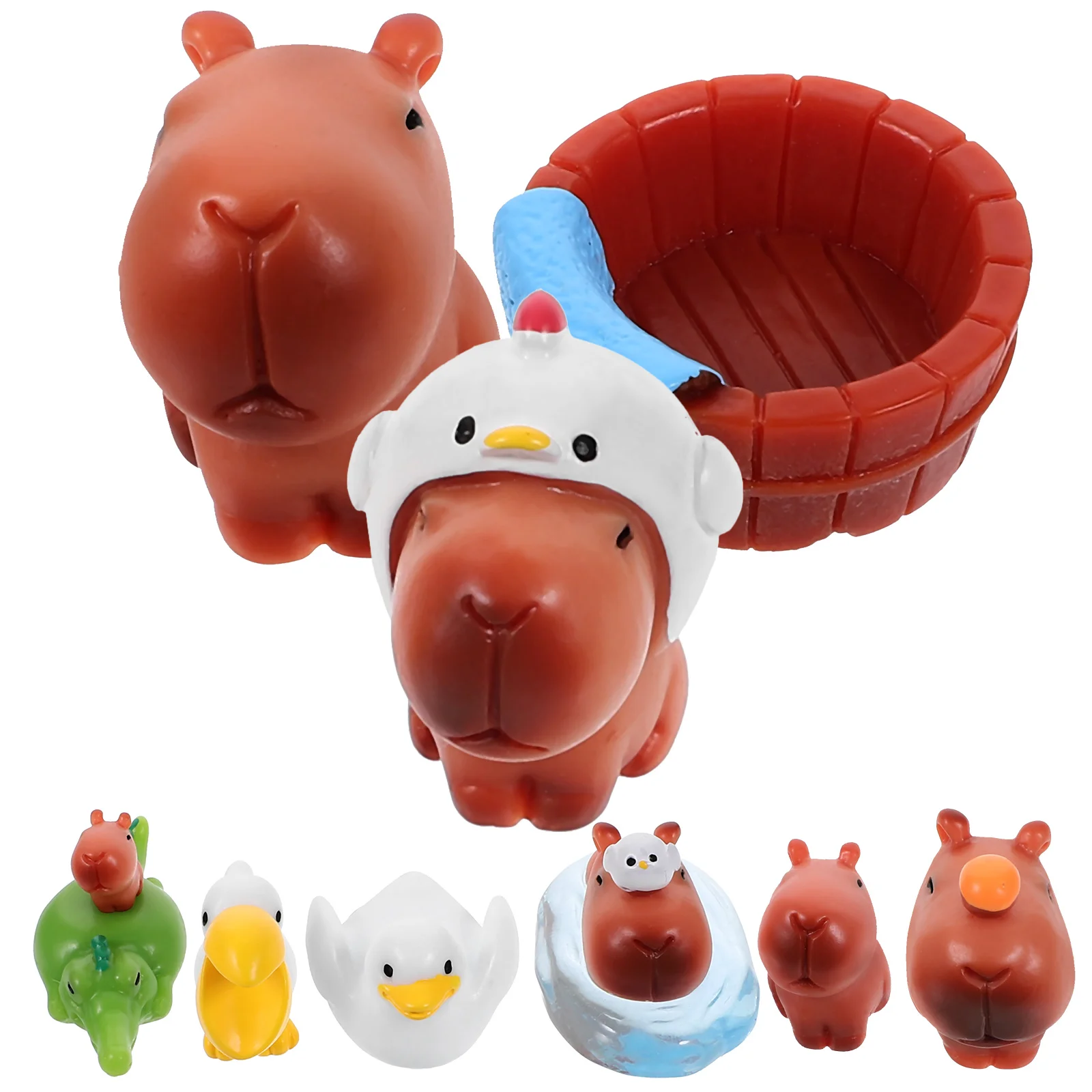 

10 Capybara Mini Figure Decorations Adorable Animal Statues Resin Dashboard Ornaments Micro Landscape Accessories Miniature