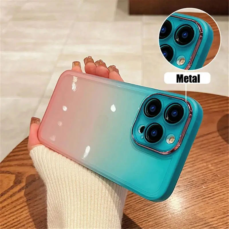 Luxury Gradient Rainbow Clear Phone Case For iPhone 16 Pro Max 15 14 13 12 11 X XR XS Plus Shockproof Camera protection Cover image 2