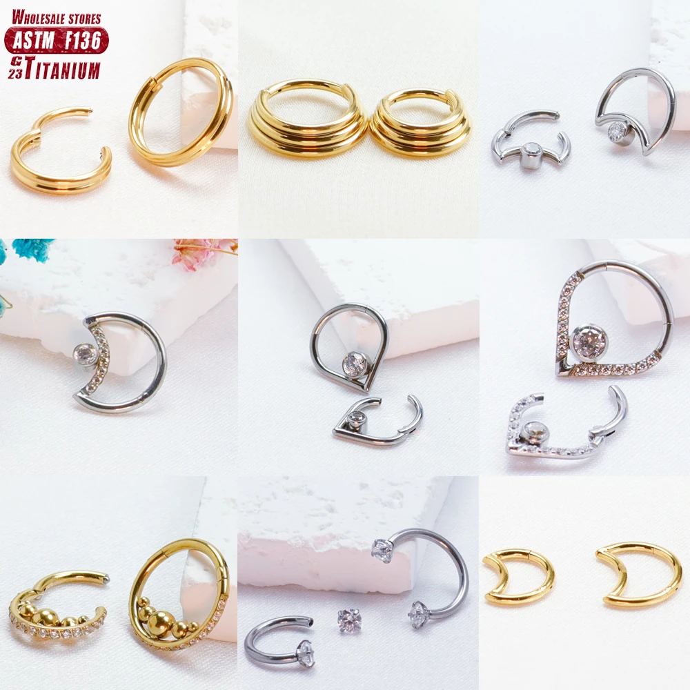 

F136 Titanium Earrings High Quality Zircon Hight Segment Tragus Nose Rings Open Small Septum Piercing Helix Lobe Body Jewelry