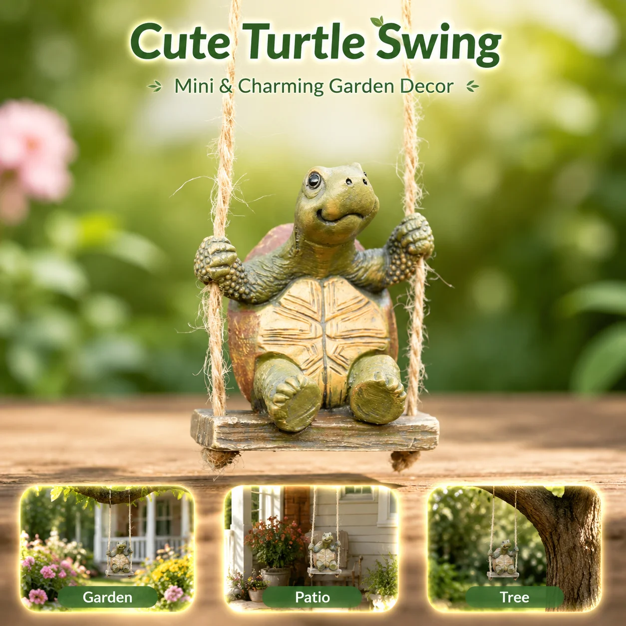 Creative Resin Turtle Swing Statue Green 5.8cm Funny Animal Figurine Miniature Hanging Ornament