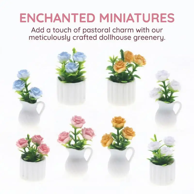 

Миниатюрные искусственные зеленые растения в горшках для декора кукольного домика, DIY-сценариев микроландшафтов, для внутреннего оформления