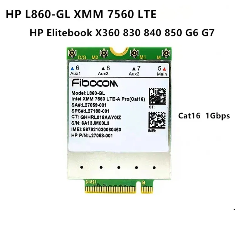 Módulo sem fio WWAN para HP Elitebook, novo Intel XMM 7560, LTE-A Pro Cat16, 1Gbps, SPS # L27188-001, X360 830 840 850 G6