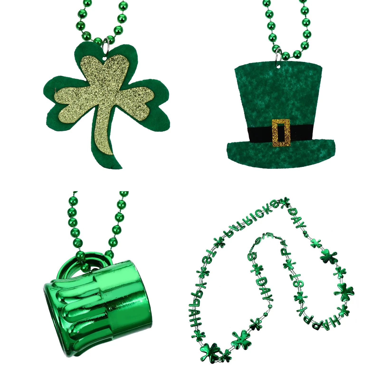 4 قطعة قلادة خضراء فكرة هدية الاحتفال بعيد القديس باتريك حجم صغير سهل الارتداء وتخزين قلادات عيد القديس باتريك