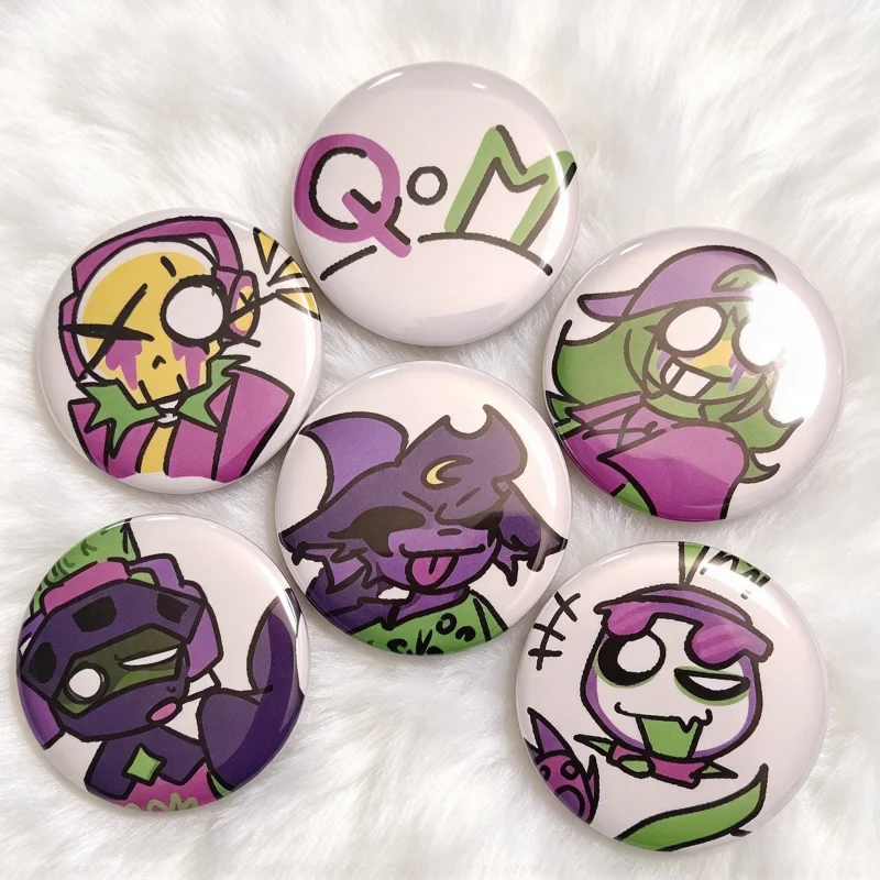 Cute World Queens DandY Of Mischief QOM Button Pins Horror Game Character Brooch Badge Backpack Decor Collectible Lapel Pin Gift
