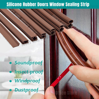 6M Silicone Rubber Self-adhesive Sealing Strip Soundproof Doors Window Anti-collision Weather Strip Gap Blocker Insulation Tape