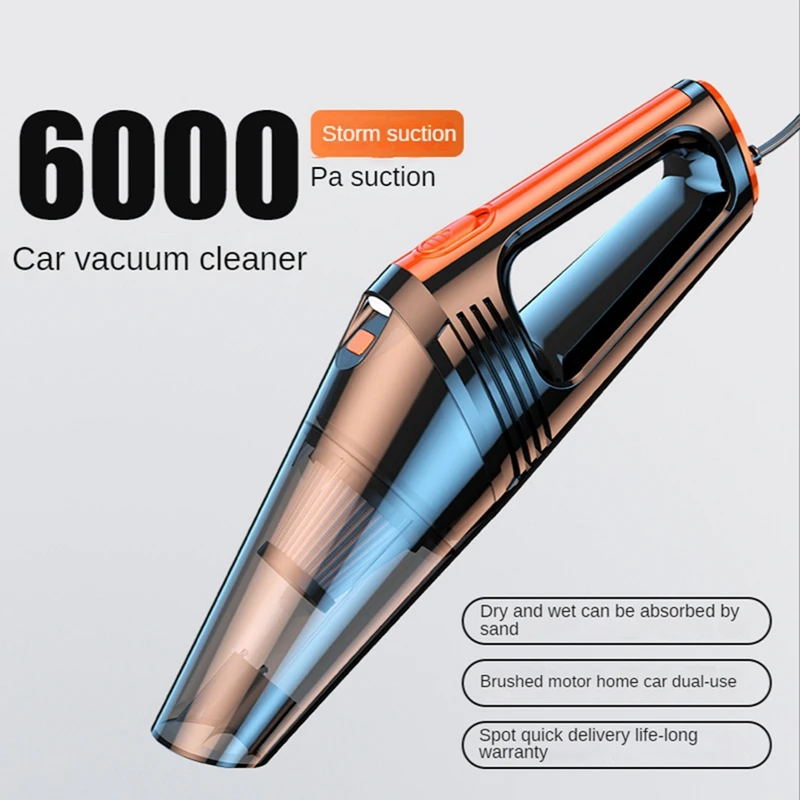 6000Pa Portable Car Vacuum Cleaner Strong Suction Brushless Vacuum Cleaner Dual Use Mini Handheld For Home Desktop