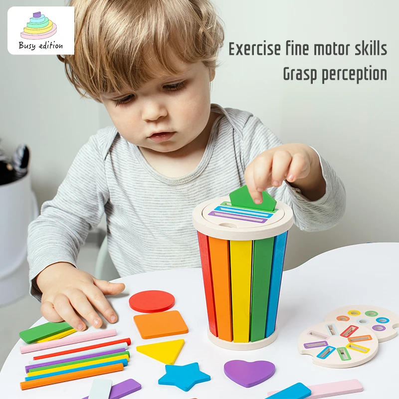 Montessori Color Sorting Matching Toys Wooden Shape Recgnition Toy Kids Math Learning Educational Toys Todders Fine Motor Gifts