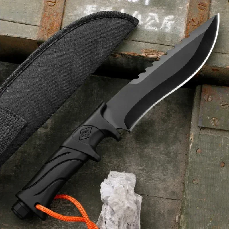 Outdoor Camping Tactical Straight Knife, Portable Outdoor Tool Knife, EDC Gear, High Hardness Self-Defense Survival Knife