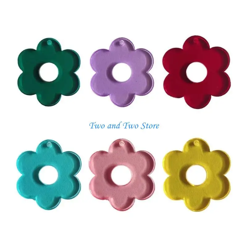 HX6F Summer Acrylic Pendants Tags for DIY Jewelry Making Keychain Tassels Sweet Flower Necklace Crafts Making Supplies