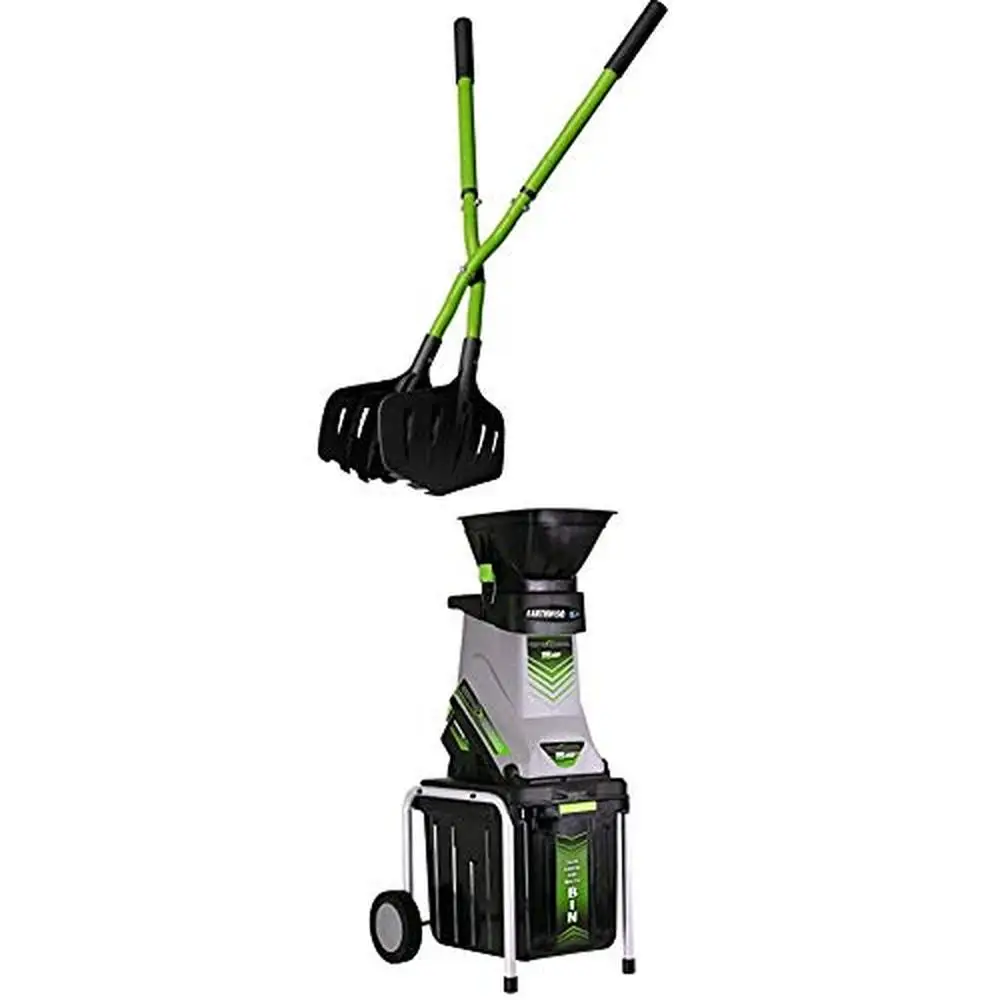 15-Amp Corded Electric Chipper Shredder with Yard Grabber Tool Shreds Sticks Up to 1.75