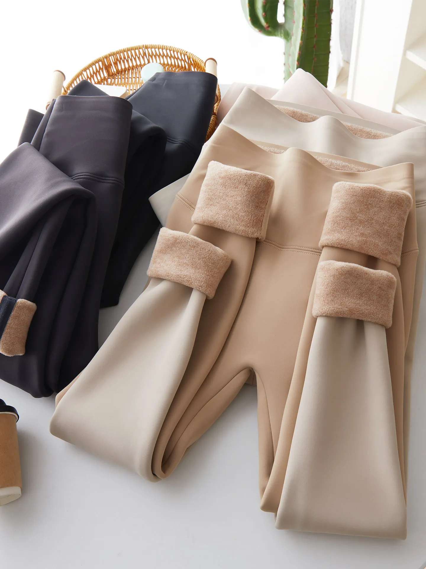 

Thiened Fce Skin Color ark Pants Women's Yoga Pants Autumn Winter New Sle Leggings High Waist Long Pants Warm Base L...