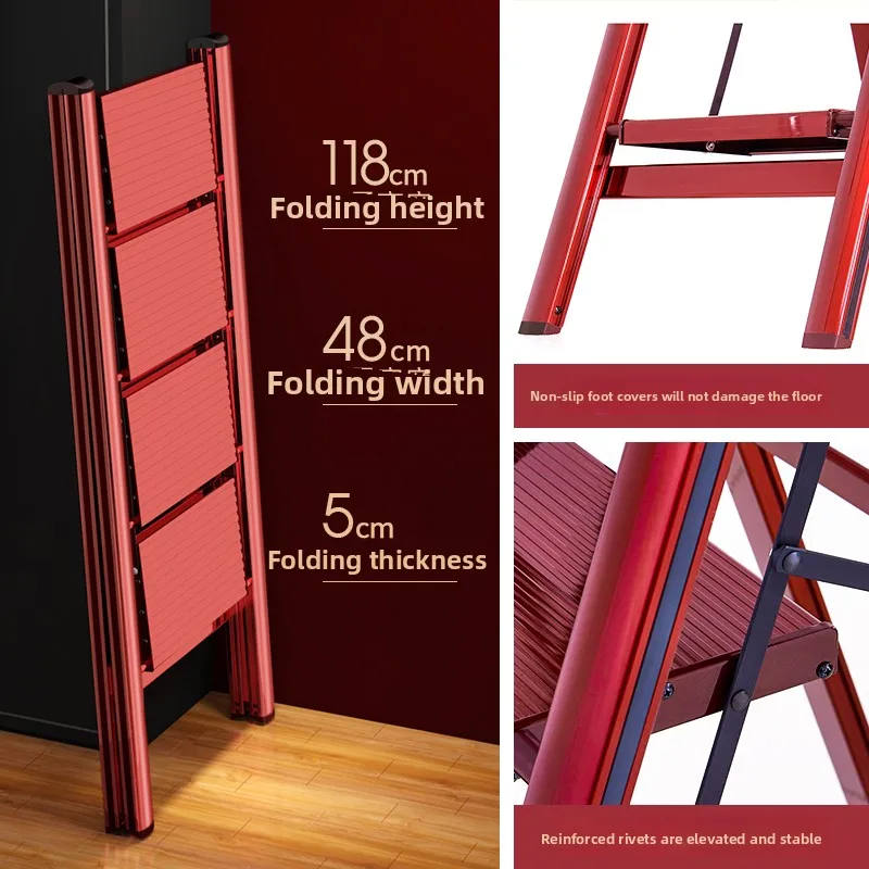 3-Step Aluminum Folding Ladder A-Frame Step Stool for Home Multi-Purpose Convertible Plant Stand Lightweight Step Ladders